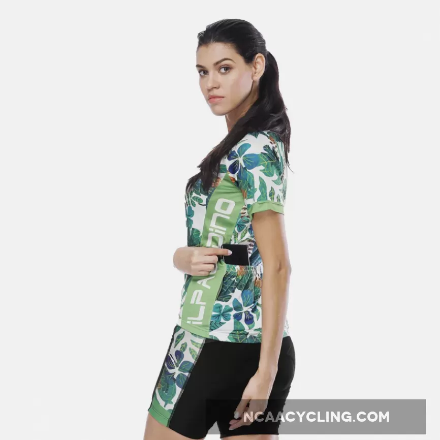 Tropical Plant Fresh Green Leaves Nordic Style Women's Cycling Short-sleeve Bike Jersey/Kit T-shirt Summer Spring Road Bike Wear Mountain Bike MTB Clothes Sports Apparel Top / Suit NO. 803