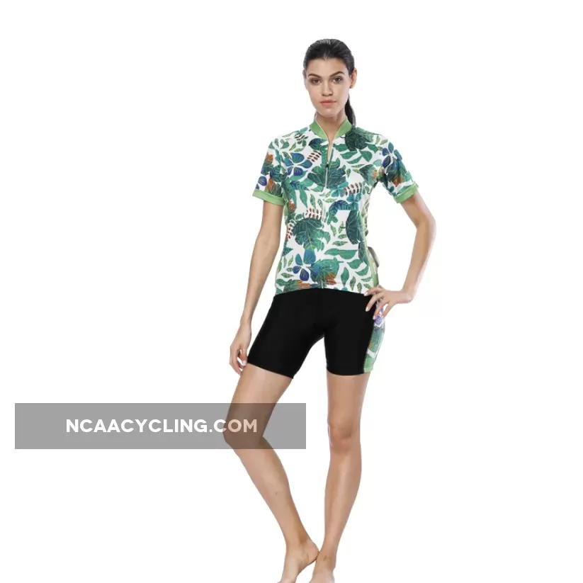 Tropical Plant Fresh Green Leaves Nordic Style Women's Cycling Short-sleeve Bike Jersey/Kit T-shirt Summer Spring Road Bike Wear Mountain Bike MTB Clothes Sports Apparel Top / Suit NO. 803