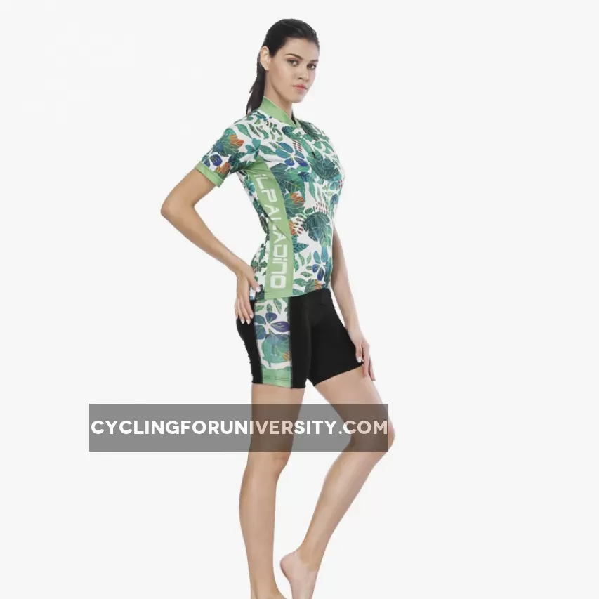 Tropical Plant Fresh Green Leaves Nordic Style Women's Cycling Short-sleeve Bike Jersey/Kit T-shirt Summer Spring Road Bike Wear Mountain Bike MTB Clothes Sports Apparel Top / Suit NO. 803
