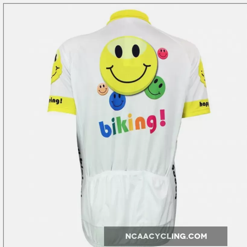 Happy Biking Colorful Emoji Men's Cycling Jersey