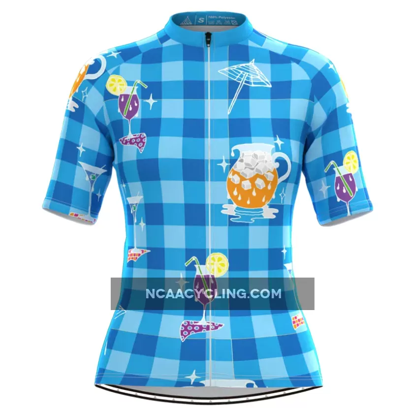 Women's Summer Time Blue Plaid Cycling Jersey New Releases