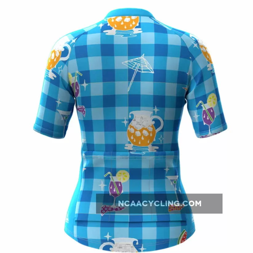 Women's Summer Time Blue Plaid Cycling Jersey New Releases