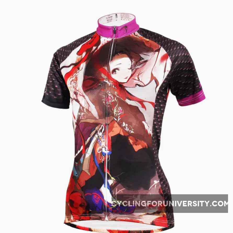 ILPALADINO ACG Animation Game Character Girl with Hat Woman's Short-Sleeve Cycling Jersey Summer Biking Wear Breathable Outdoor Sports Gear Leisure Biking T-shirt Sports Clothes NO.582