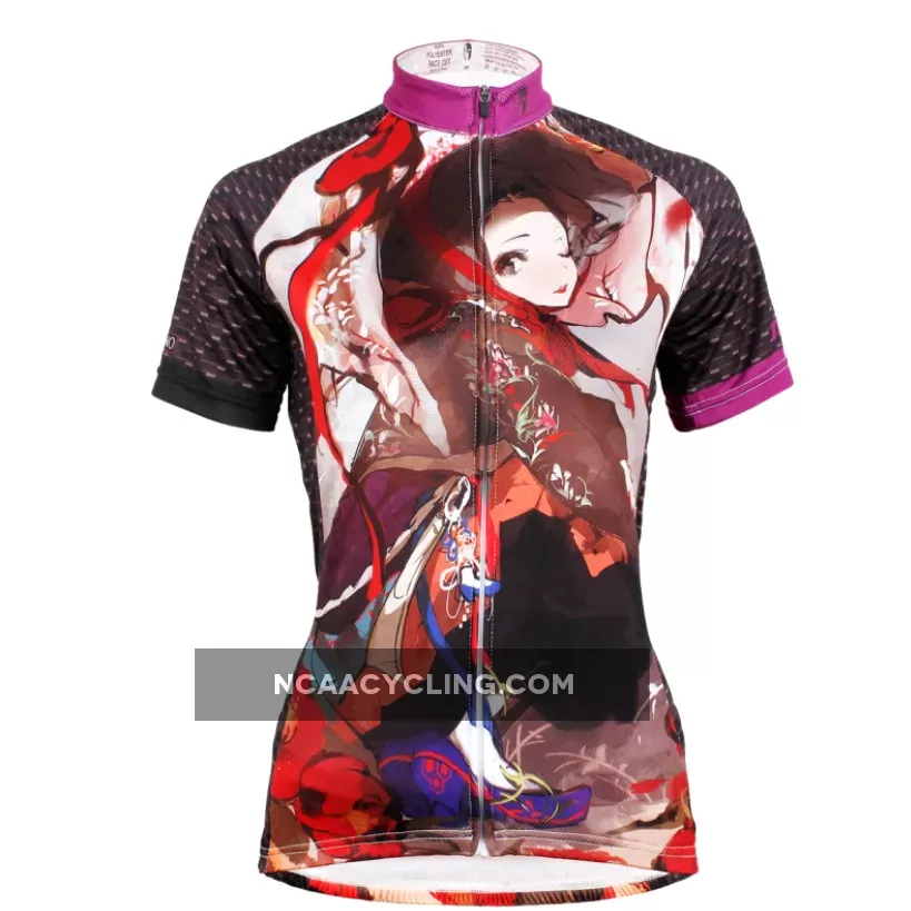 ILPALADINO ACG Animation Game Character Girl with Hat Woman's Short-Sleeve Cycling Jersey Summer Biking Wear Breathable Outdoor Sports Gear Leisure Biking T-shirt Sports Clothes NO.582