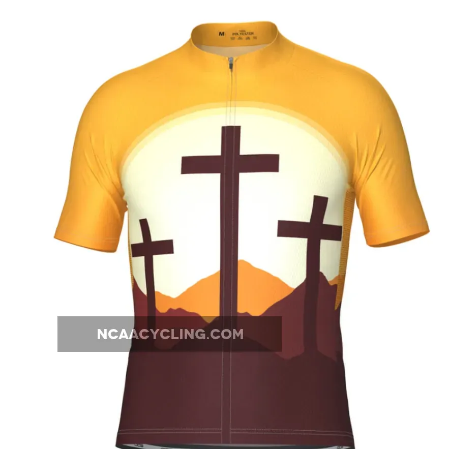Men's Three Cross Christian Faith Short Sleeve Cycling Jersey Christian Cycling Jersey