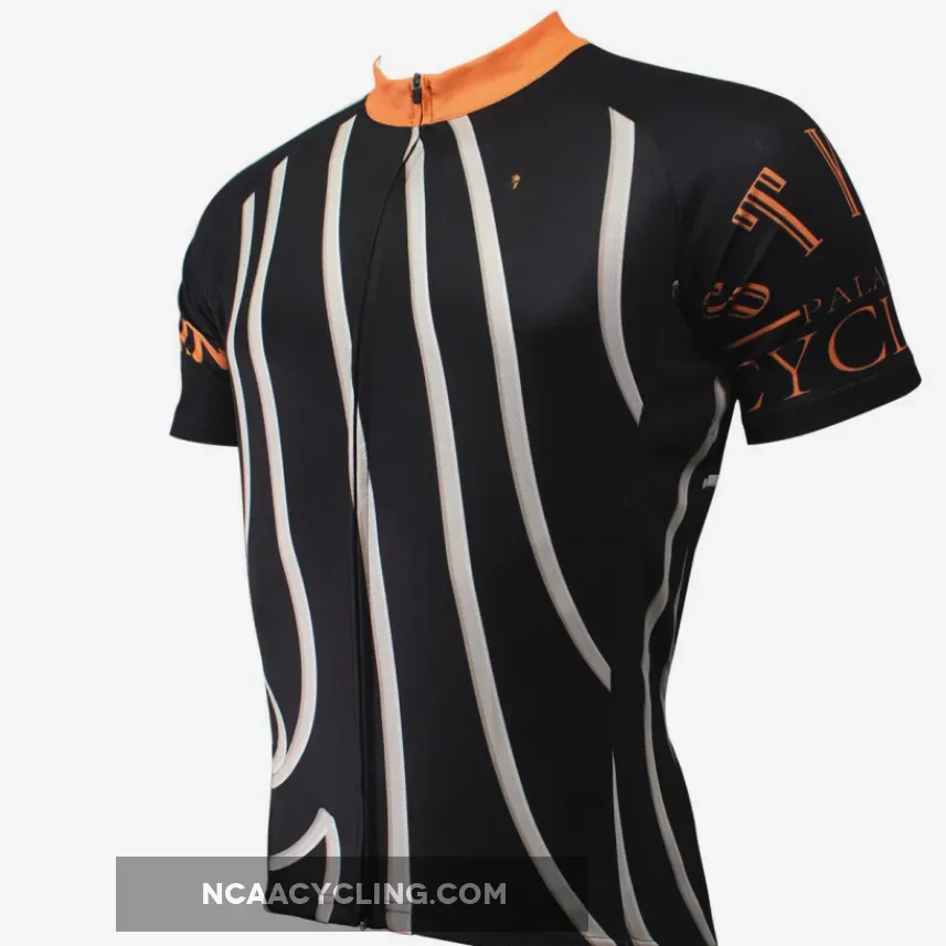 Orange-collar White-striped Black Men's Shirt Cycling Jersey Summer NO.504