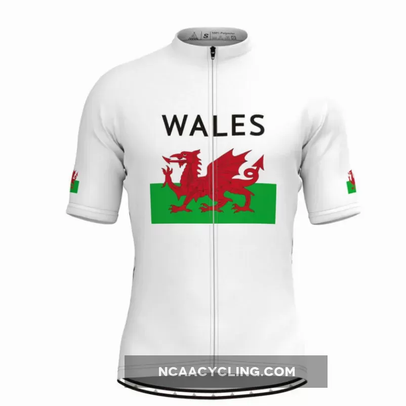 Wales Flag Men's Cycling Jersey White Brand New