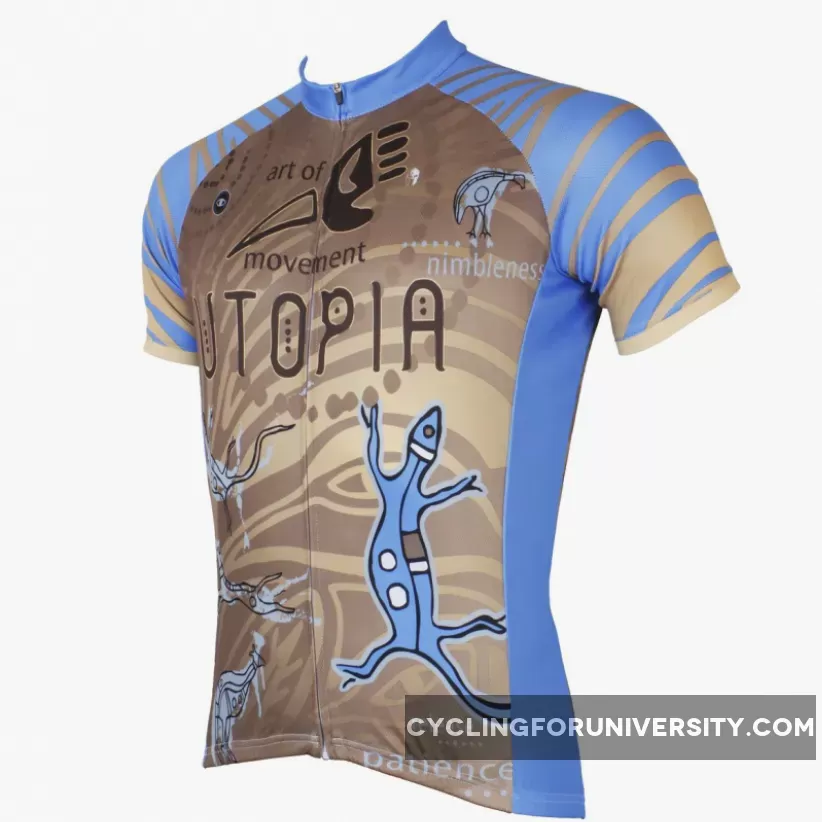 Ilpaladino Utopia Blue Lizard Men's Breathable Short-Sleeve Cycling Jersey Bicycling Shirts Summer Quick Dry Sportswear Apparel Outdoor Sports Gear Leisure Biking T-shirt NO.526