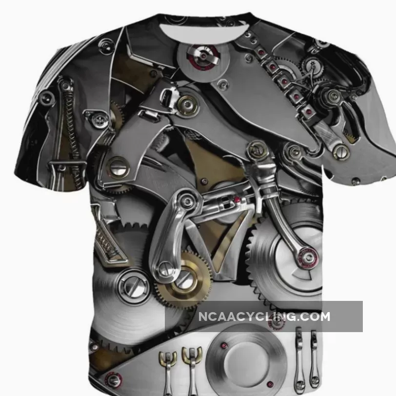 MTB jerseys 3D Motorcycle T-shirt Punk Clothing Retro Clothes Mechanical Tshirt Tops Tees Men Summer Funny Print T-shirt Mens Tee Plus Size
