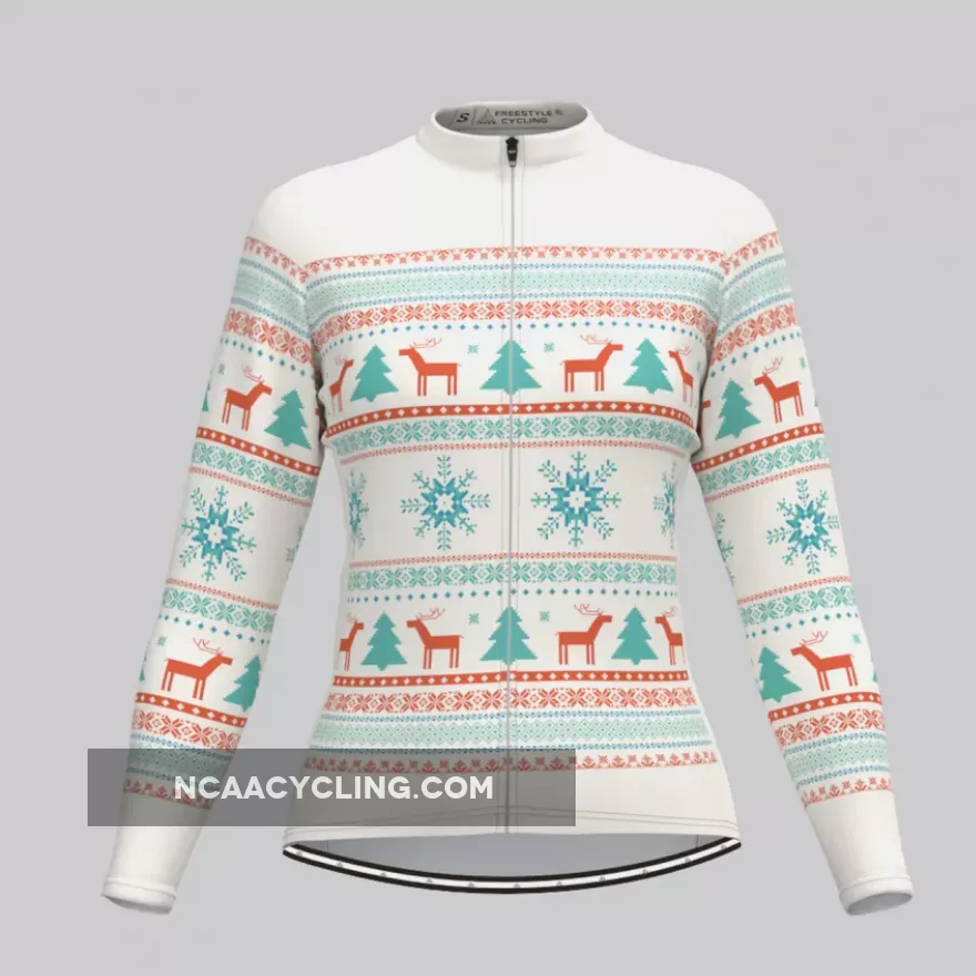 Women's Classic Ugly Christmas sweater LS Cycling Jersey - Beige