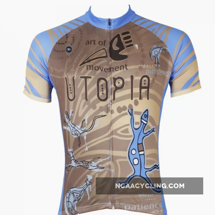 Utopia Blue Lizard Men's Short-Sleeve Cycling Jersey Bicycling Shirts Summer NO.526