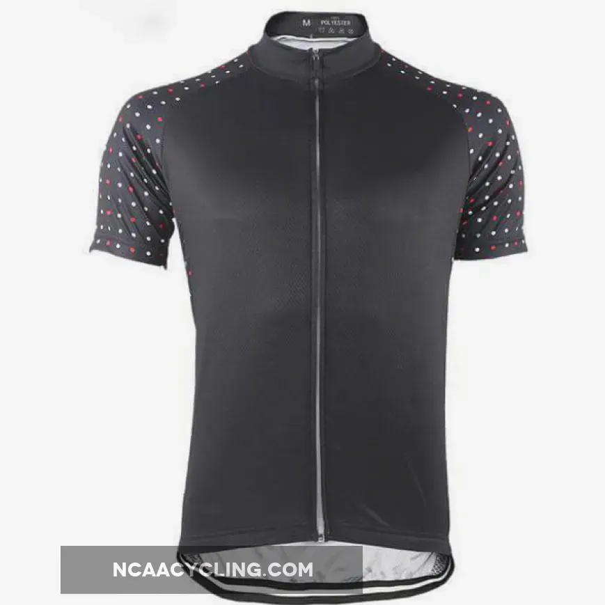 Men's Polka Dot Sleeve Black Cycling Jersey #Men Polka Dot Black