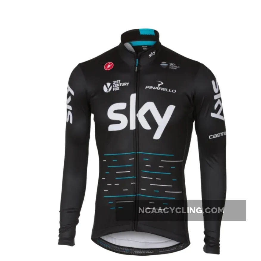 2017-2018 Team SKY Black Cycling Winter Thermal Fleece Jacket