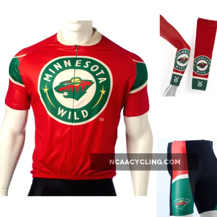 NHL Minnesota Wild Cycling Jerseys Bib Shorts Arm Warmers