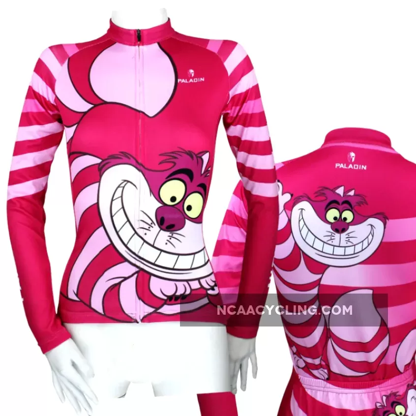Ilpaladino Big Mouth Cat Grinning Women's Long/Short-sleeve Cycling Jersey Cartoon World Sportswear Summer Spring Autumn Pro Cycle Clothing Racing Apparel Outdoor Sports Leisure Biking shirt No.100