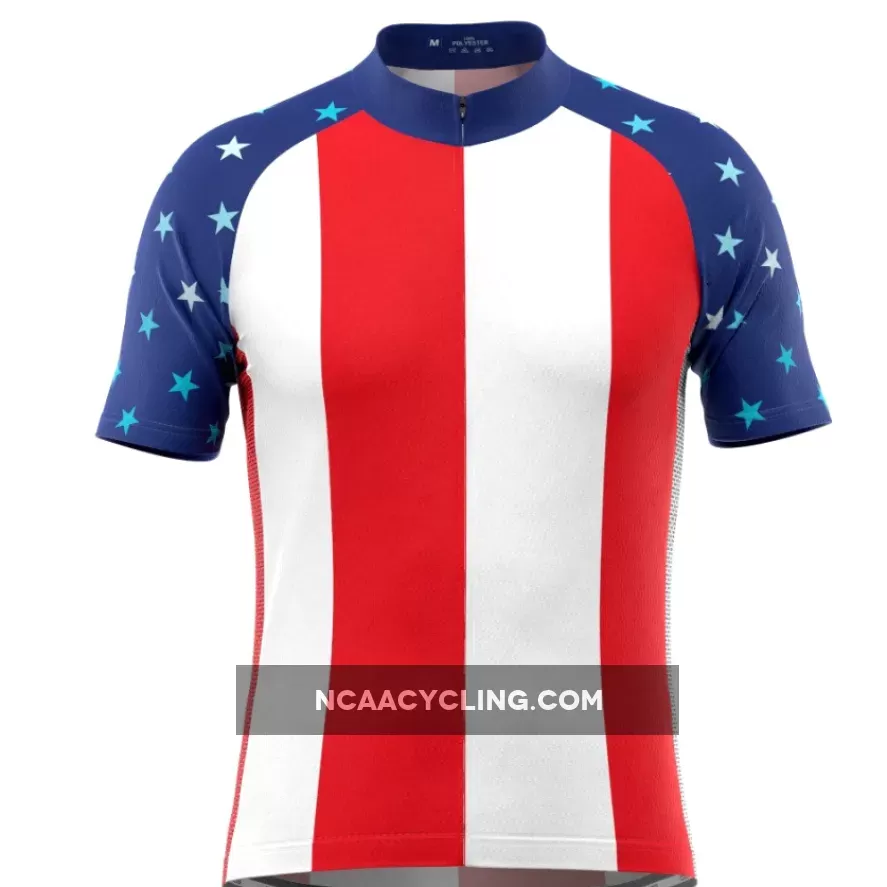 Men's USA American Flag Short Sleeve Cycling Jersey, Usa Cycling Jersey