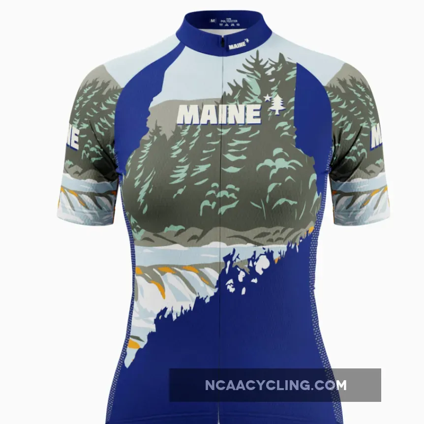 Women's Maine State Flag Short Sleeve Cycling Jersey