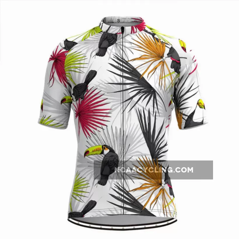 Men's Toucans Tropical Plant Print Hawaiian Cycling Jersey