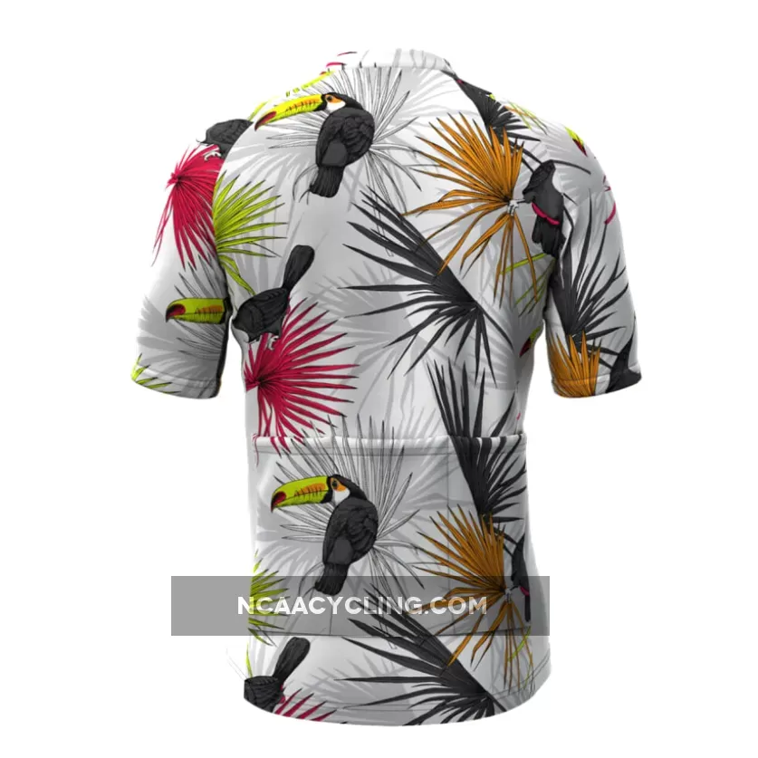 Men's Toucans Tropical Plant Print Hawaiian Cycling Jersey
