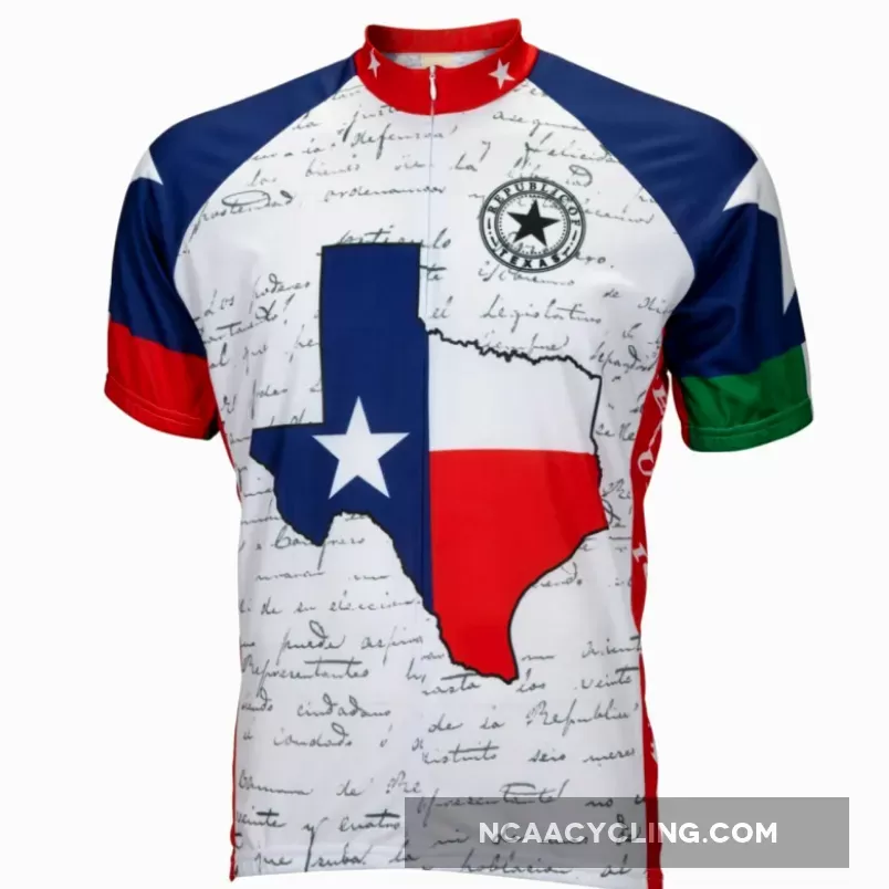 Texas Lone Star State Short sleeve 16" zip men's cycling jersey