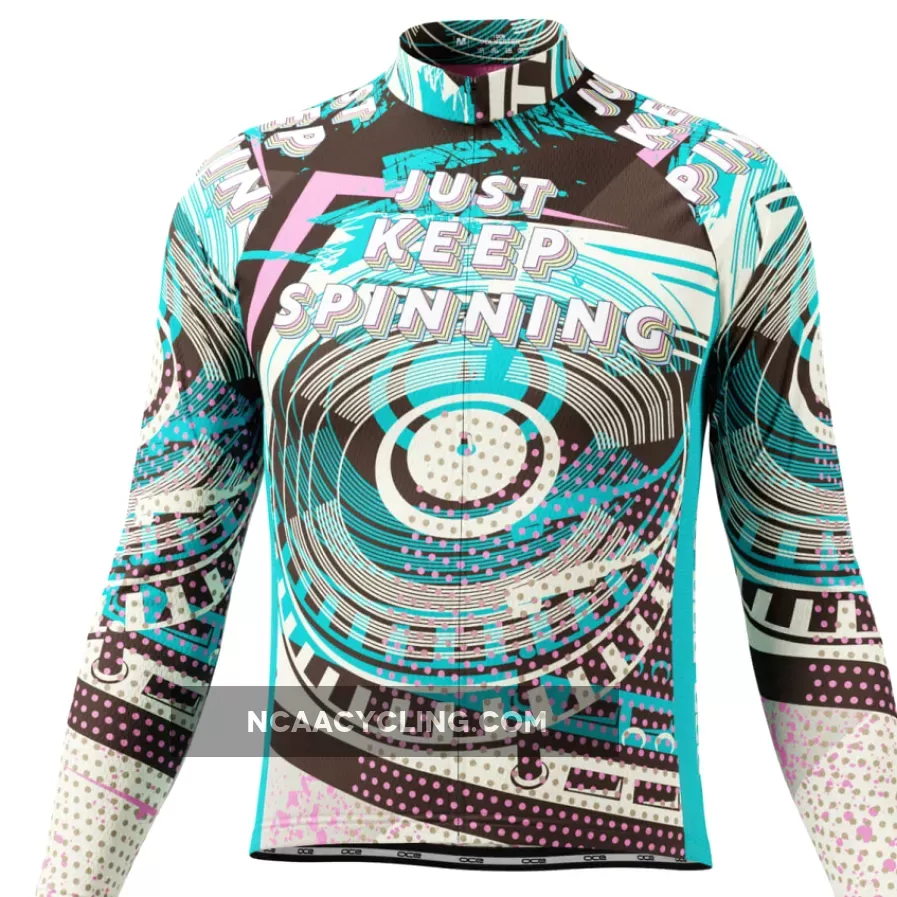 Men's Just Keep Spinning DJ Long Sleeve Cycling Jersey