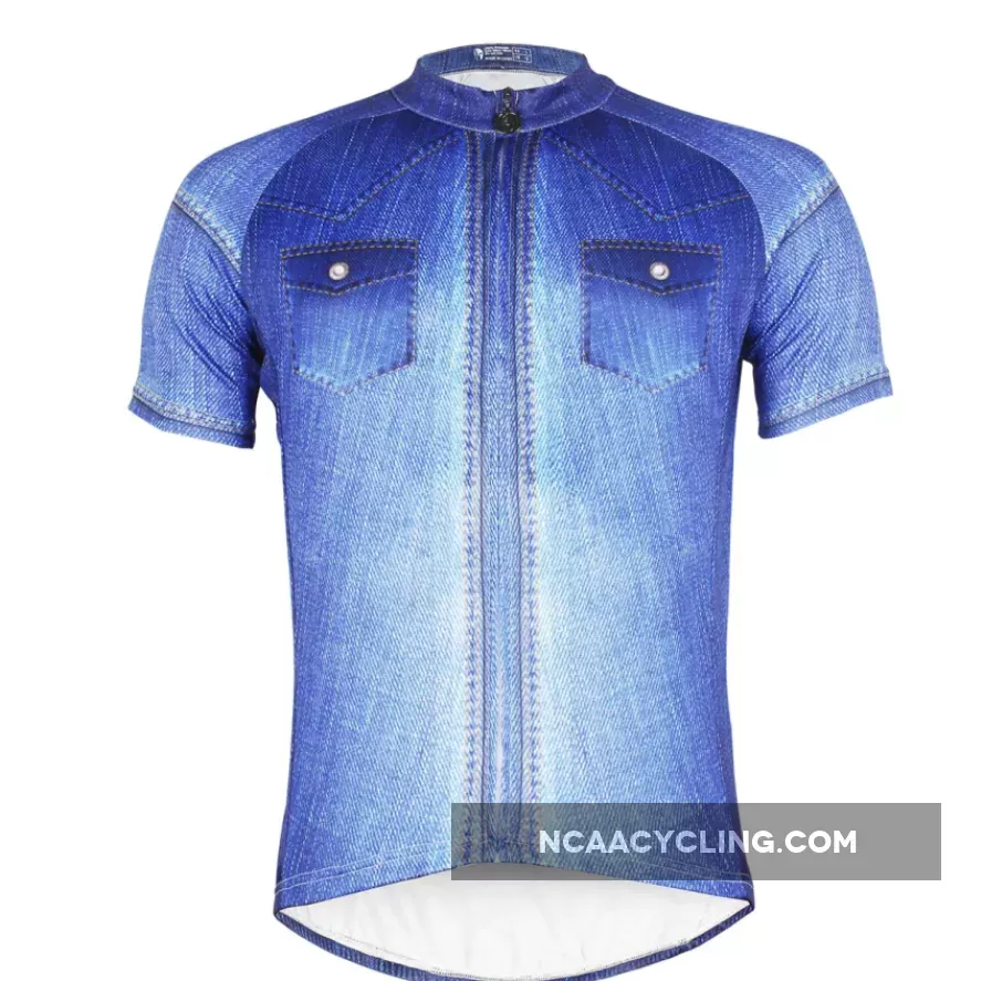 Stylish Denim-blue Men's Cycling Jersey Fashional T-shirt NO.607