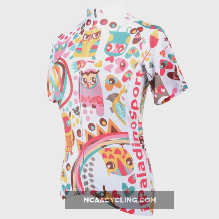 Ilpaladino lively Owl Women's Quick Dry Short-Sleeve Cycling Jersey Biking Shirts Breathable Summer Apparel Outdoor Sports Gear Clothes NO.195