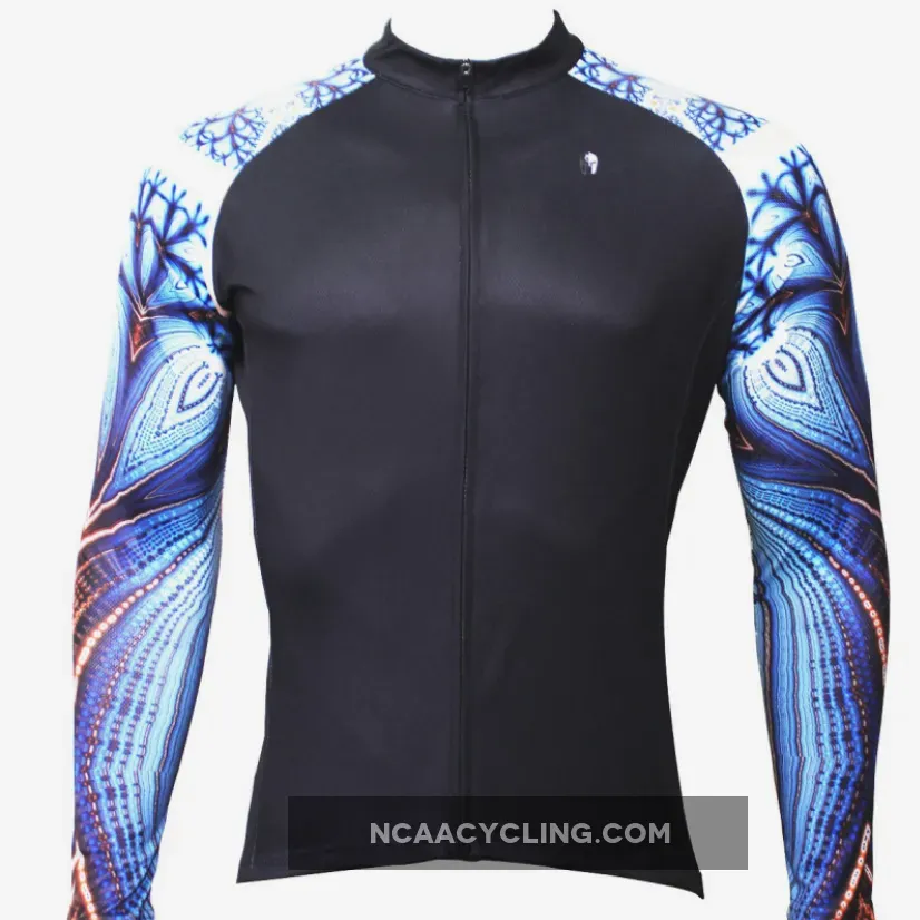 Nautilus Cool Graphic Blue Arm Print Men's Cycling Long-sleeve Black Jerseys NO.368