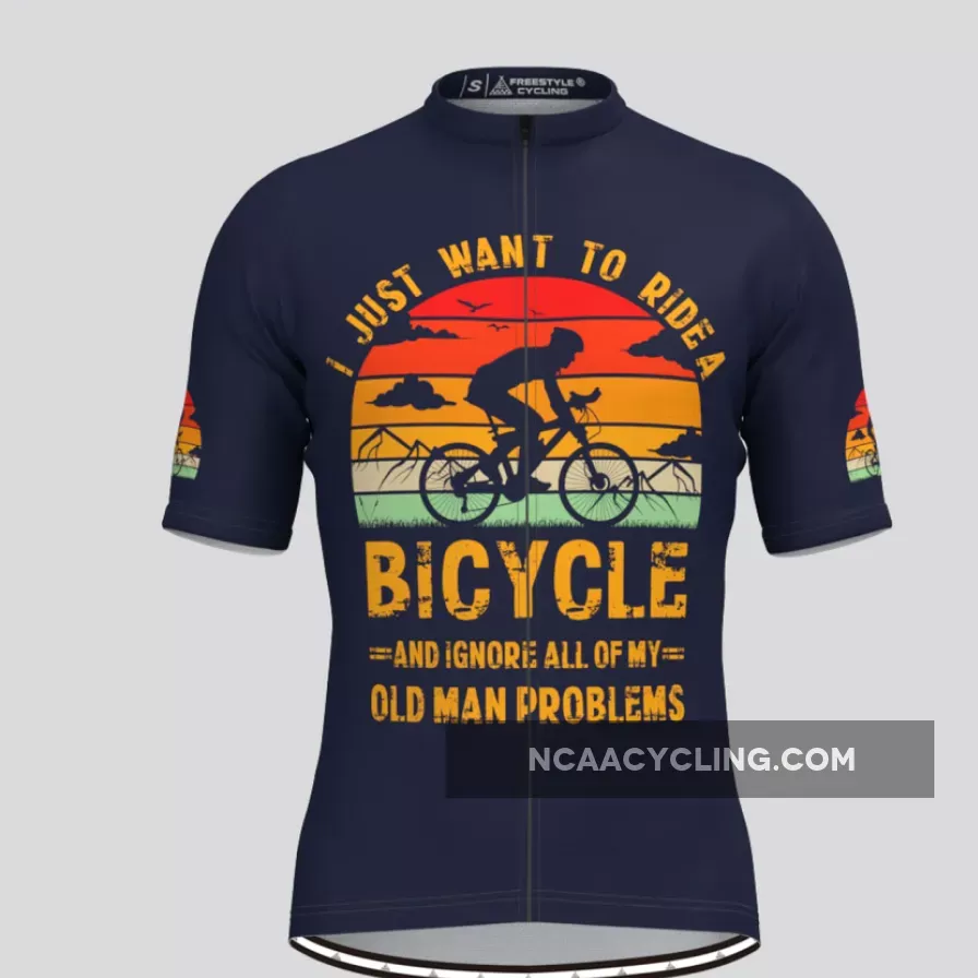 I Just Want To Ride A Bicycle Cycling Jersey Navy Outlet