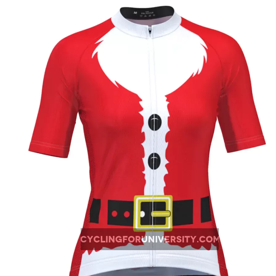 Women's Bearded Santa Short Sleeve Christmas Cycling Jersey