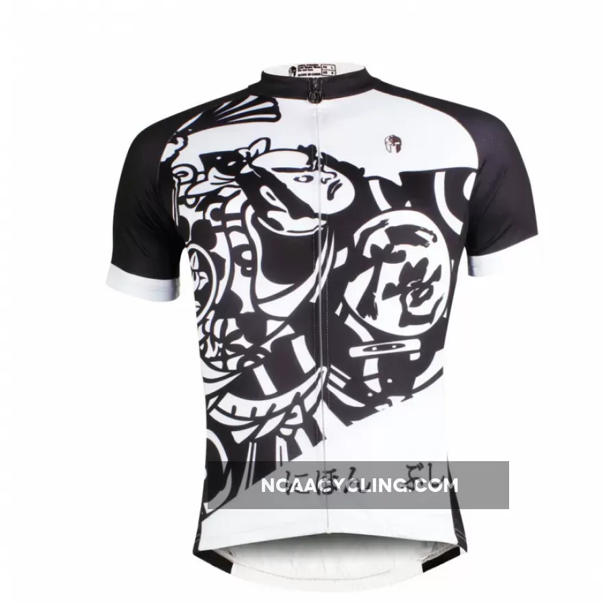 Ilpaladino Traditional Japanese Samurai Cycling Sport Breathable Black&White Jersey Men's Short-Sleeve Bicycling Shirts Summer Quick Dry Apparel Outdoor Sports Gear Leisure Biking T-shirt Wear NO.687