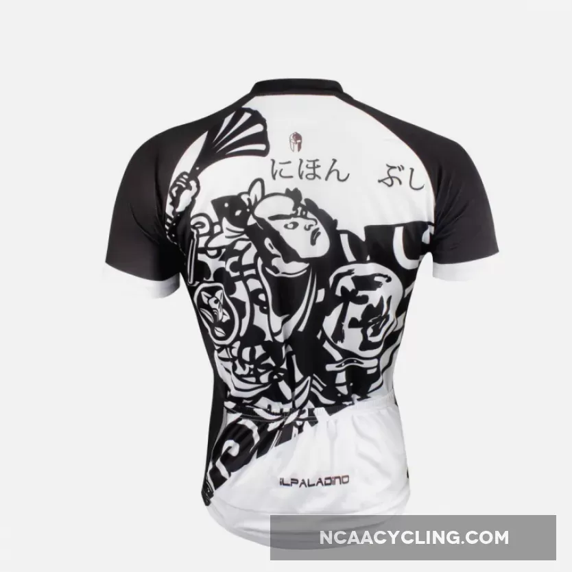 Ilpaladino Traditional Japanese Samurai Cycling Sport Breathable Black&White Jersey Men's Short-Sleeve Bicycling Shirts Summer Quick Dry Apparel Outdoor Sports Gear Leisure Biking T-shirt Wear NO.687