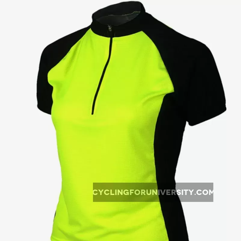 World Jerseys Women's Club Short sleeve Half zip cycling jersey Neon Yellow