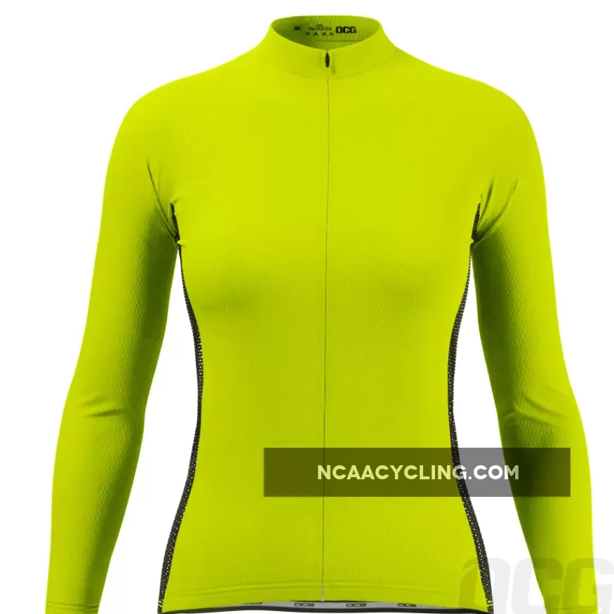 Women's High Viz Plain Colour Long Sleeve Cycling Jersey