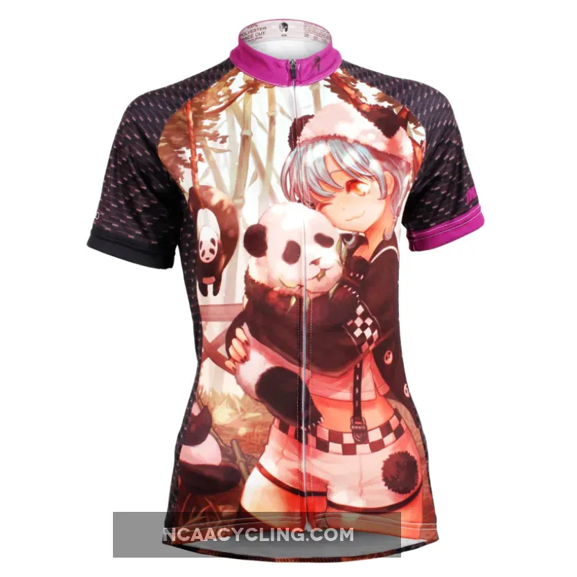 Ilpaladino Little Panda & Two-dimensions Lovely Girl Women's Cycling Jersey Short Sleeve Biking Shirts Breathable Summer Bicycling Clothes NO.590