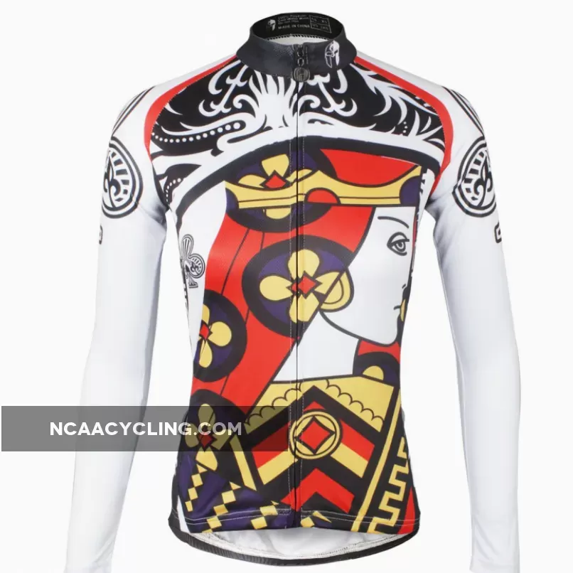 Playing Cards Poker Face Clubs Queen Women's Cycling Jerseys Bike Shirt Outdoor Sports 640