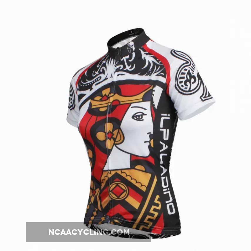 Playing Cards Poker Face Clubs Queen Women's Cycling Jerseys Bike Shirt Outdoor Sports 640