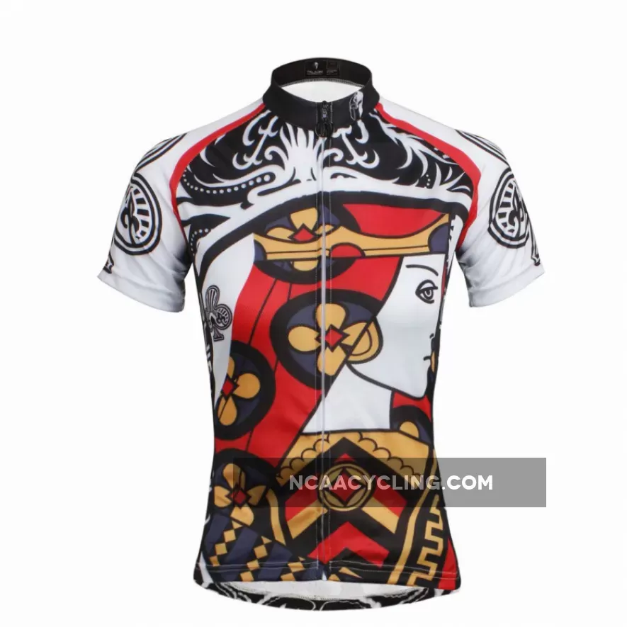 Playing Cards Poker Face Clubs Queen Women's Cycling Jerseys Bike Shirt Outdoor Sports 640