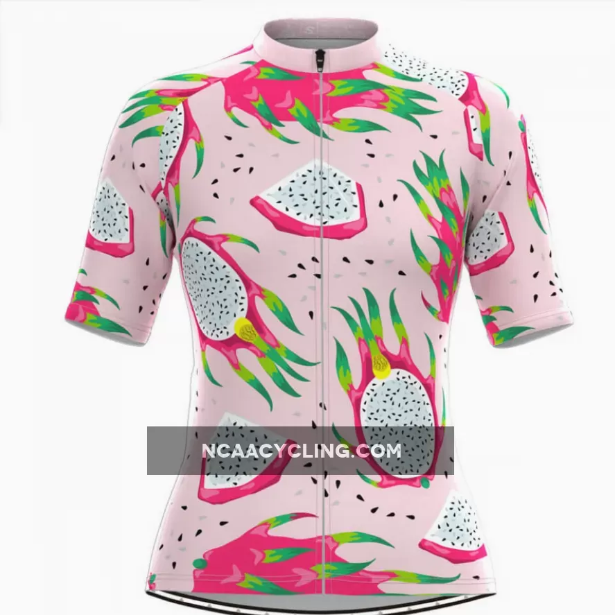 Women's Pitaya Fruit Print Cycling Jersey Pink New Releases