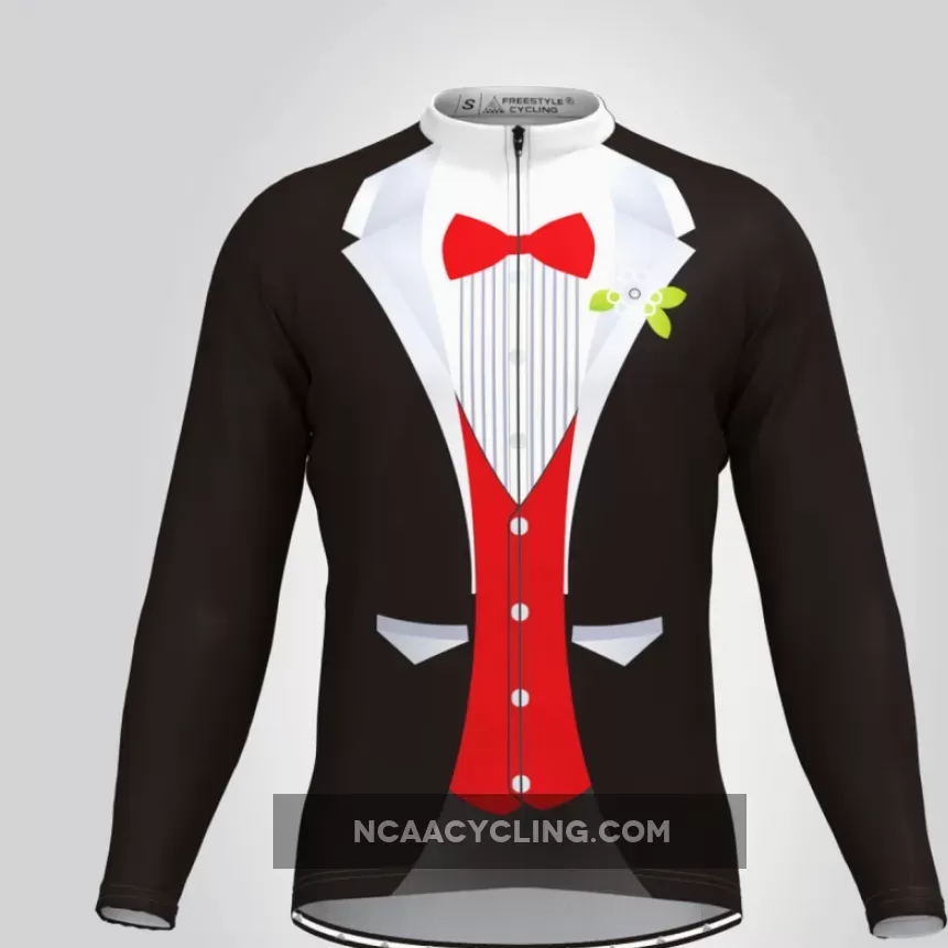 Men's Tuxedo Short LS Cycling Jersey Red Brand New