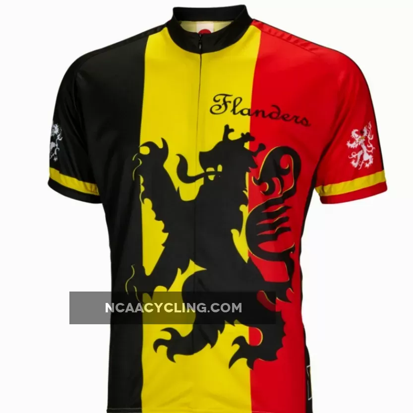 Lion of Flanders crest Short sleeve 19' zip men's cycling jersey Lion Cycling Jersey
