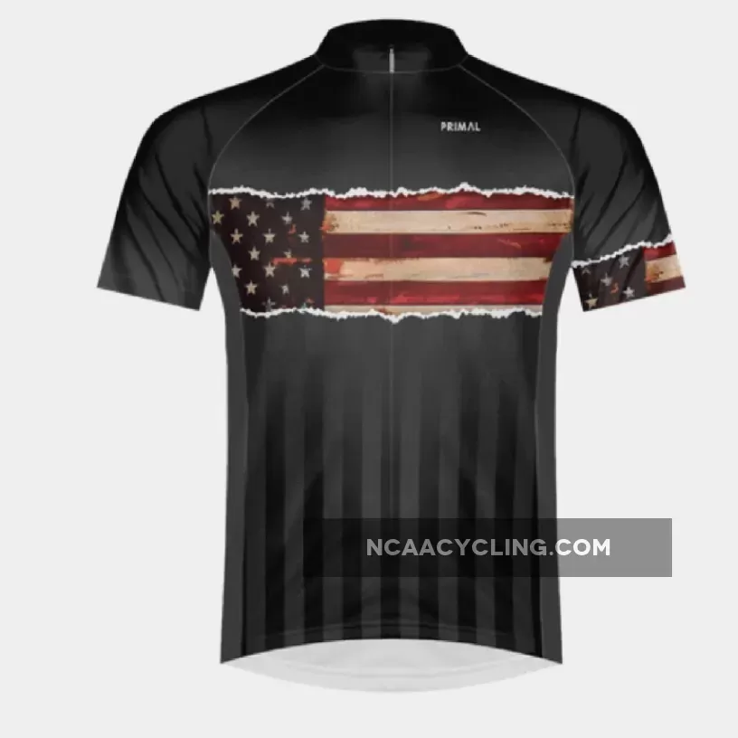 Primal Wear Ol' Glory USA Flag Men's Sport Cut Full Zip Cycling Jersey, Primal Bike Jersey