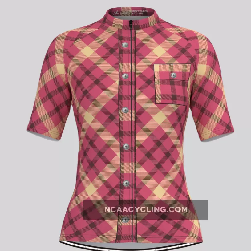 Plaid Checkered Shirt V24 Women's Cycling Jersey For Sale