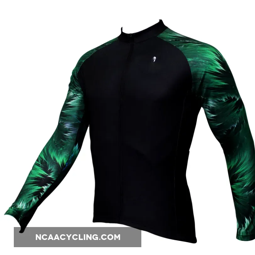 ILPALADINO Green Cool Graphic Arm Men's Cycling Long-sleeve Black Jerseys - Spring Summer Exercise Bicycling Pro Cycle Clothing Racing Apparel Outdoor Sports Leisure Biking Shirts Team Kit Individual Styles NO.364