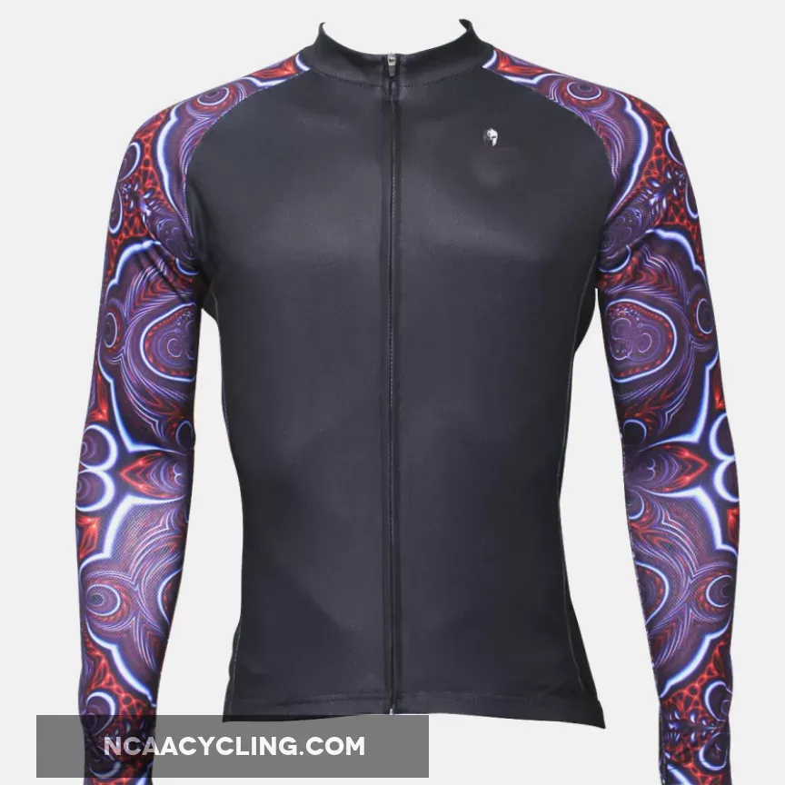 ILPALADINO Mystery Cool Graphic Arm Men's Cycling Long-sleeve Black Jerseys - Spring Summer Exercise Bicycling Pro Cycle Clothing Racing Apparel Outdoor Sports Leisure Biking Shirts Team Kit Personalized Styles NO.367