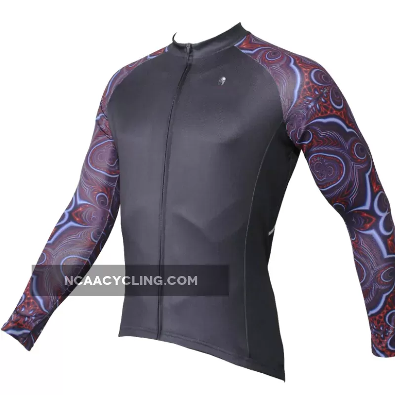 ILPALADINO Mystery Cool Graphic Arm Men's Cycling Long-sleeve Black Jerseys - Spring Summer Exercise Bicycling Pro Cycle Clothing Racing Apparel Outdoor Sports Leisure Biking Shirts Team Kit Personalized Styles NO.367