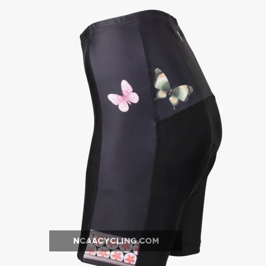 Womens Bike Shorts with 3D Gel Padded,Cycling Women's Shorts (Butterfly FLOWER) 548