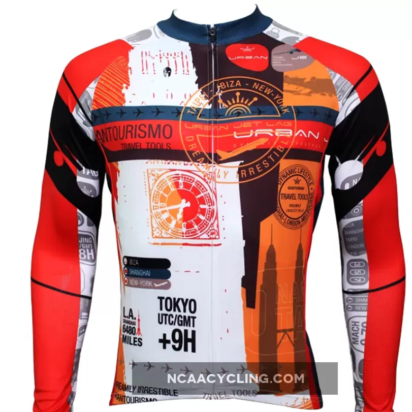 Top Men's Full-zipper Long-sleeve Cycling Jeysey Slim Fit with Red & Orange Colors Black-strip Outdoor Sport Fasion Shirt Breathable Quick Dry for Fall Autumn 379(velvet)