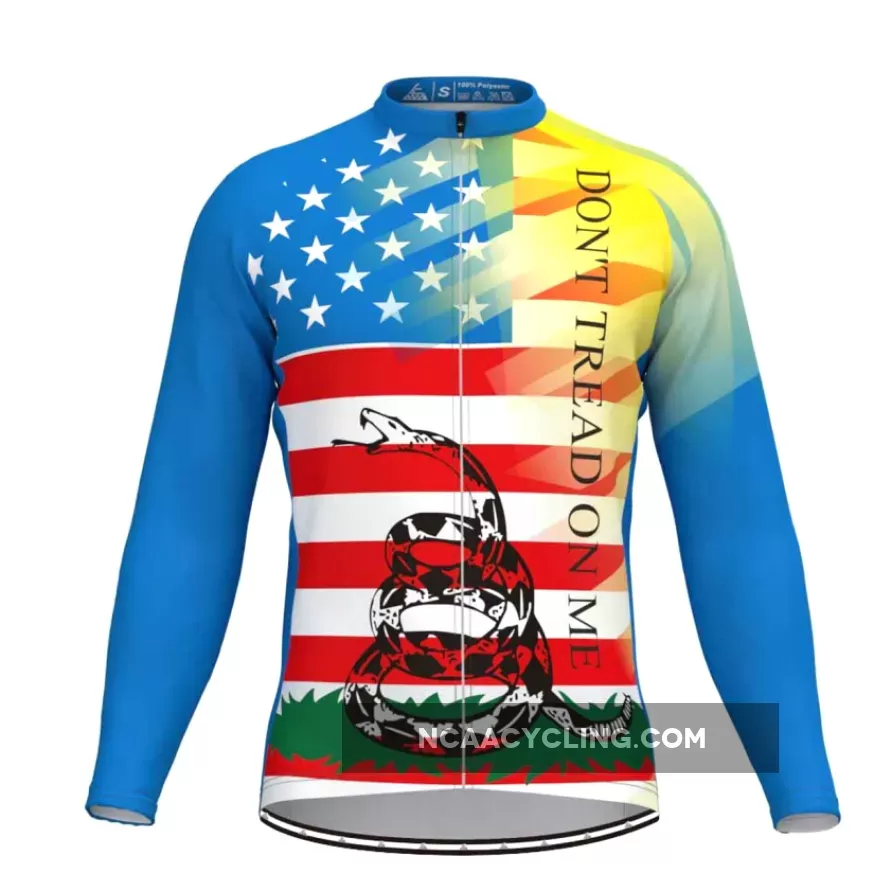 Don't Tread On Me USA Flag Men's Long Sleeve Cycling Jersey