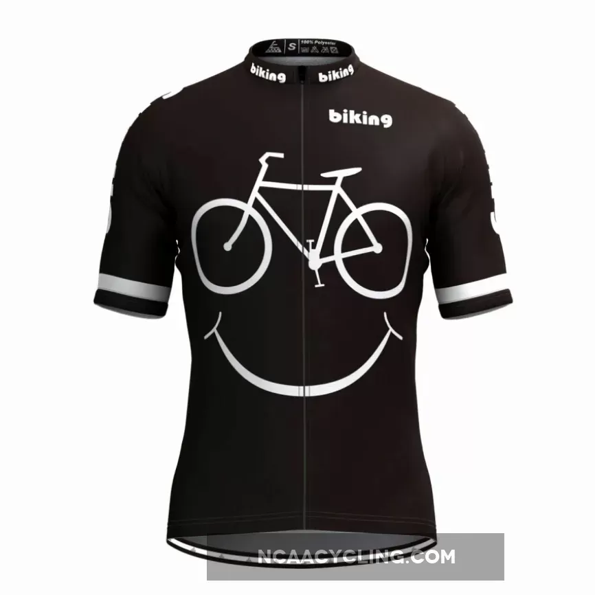 Bicycle Smile Emoji Men's Cycling Jersey Black Restock